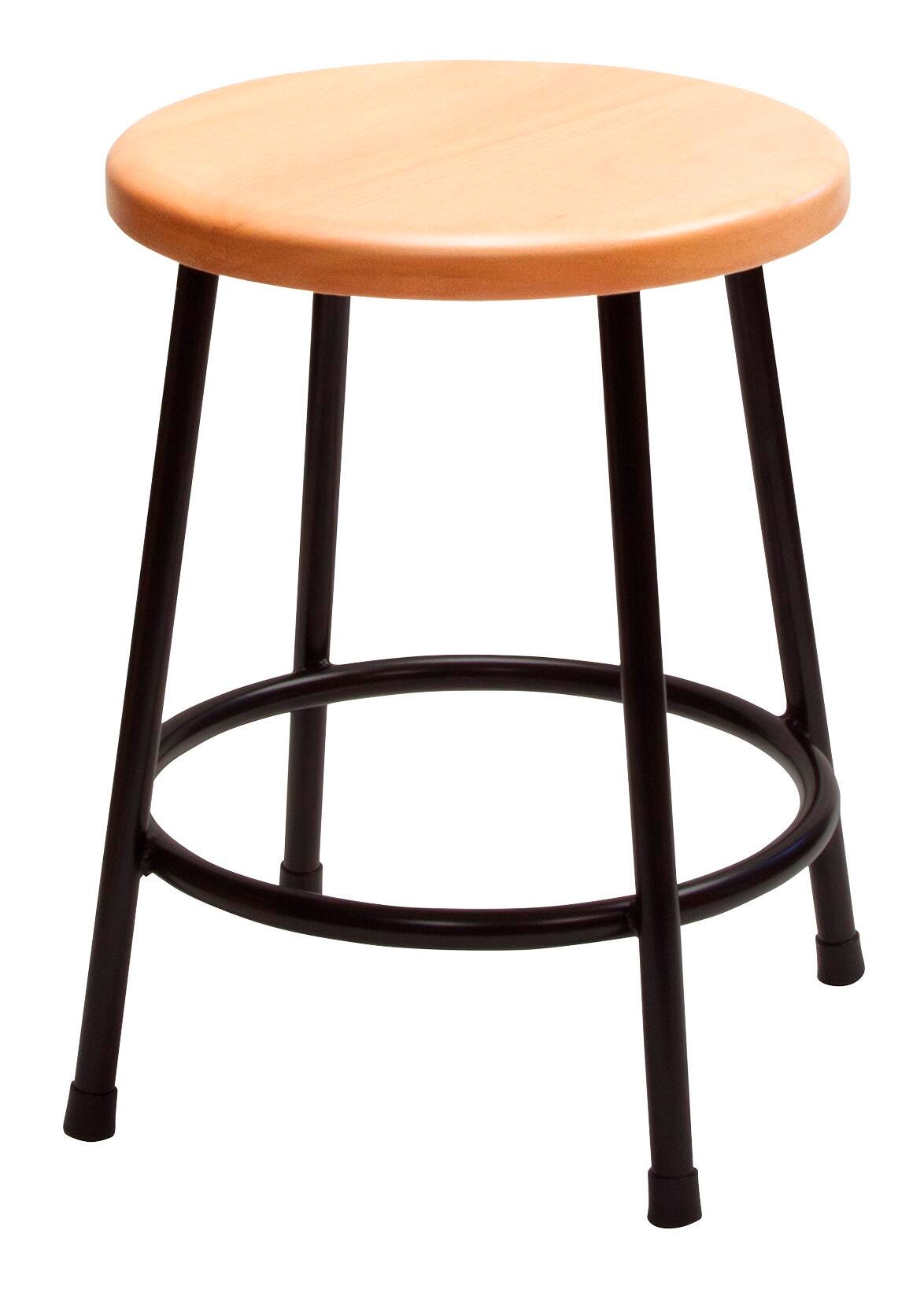 STOOL - JACK RICHESON LYPTUS SEAT - 13-1/2 ROUND SEAT - 18 IN H - NATURAL SEAT COLOR - BLACK FRAME