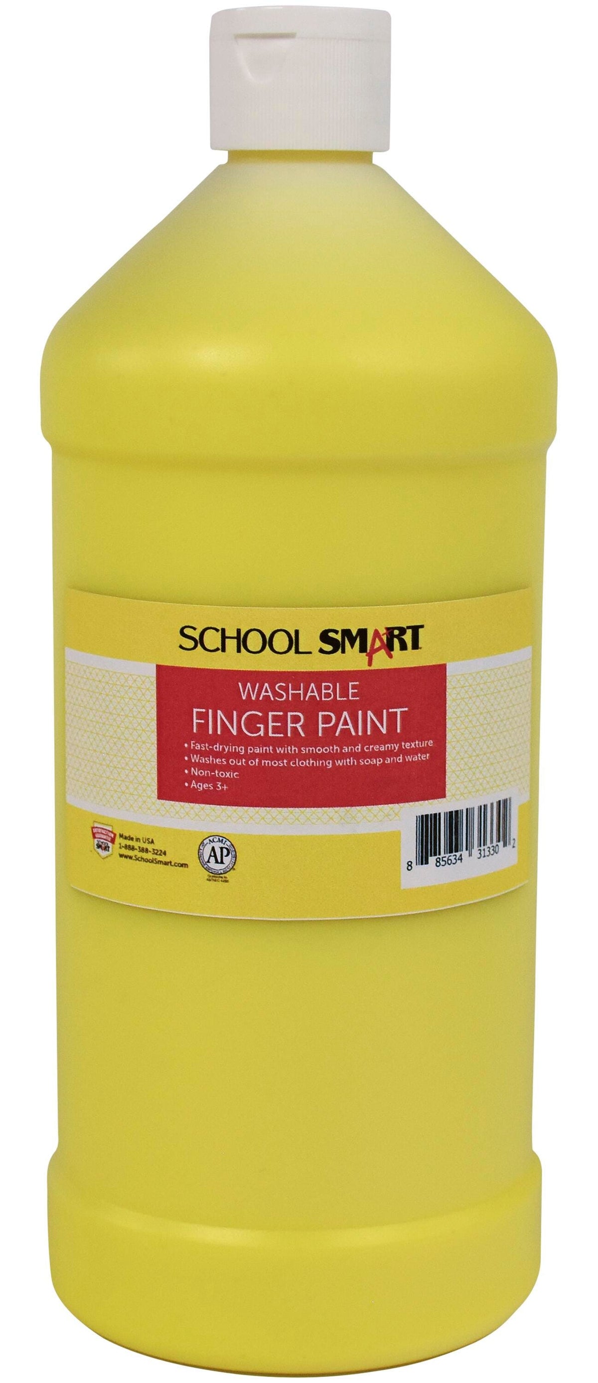 PAINT FINGER WASHABLE YELLOW QUART - SCHOOL SMART