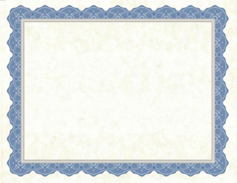 CERTIFICATES - DRAMA BLUE SILVER FOIL PARCHMENT 11 X8.5 INCH - PACK OF 15