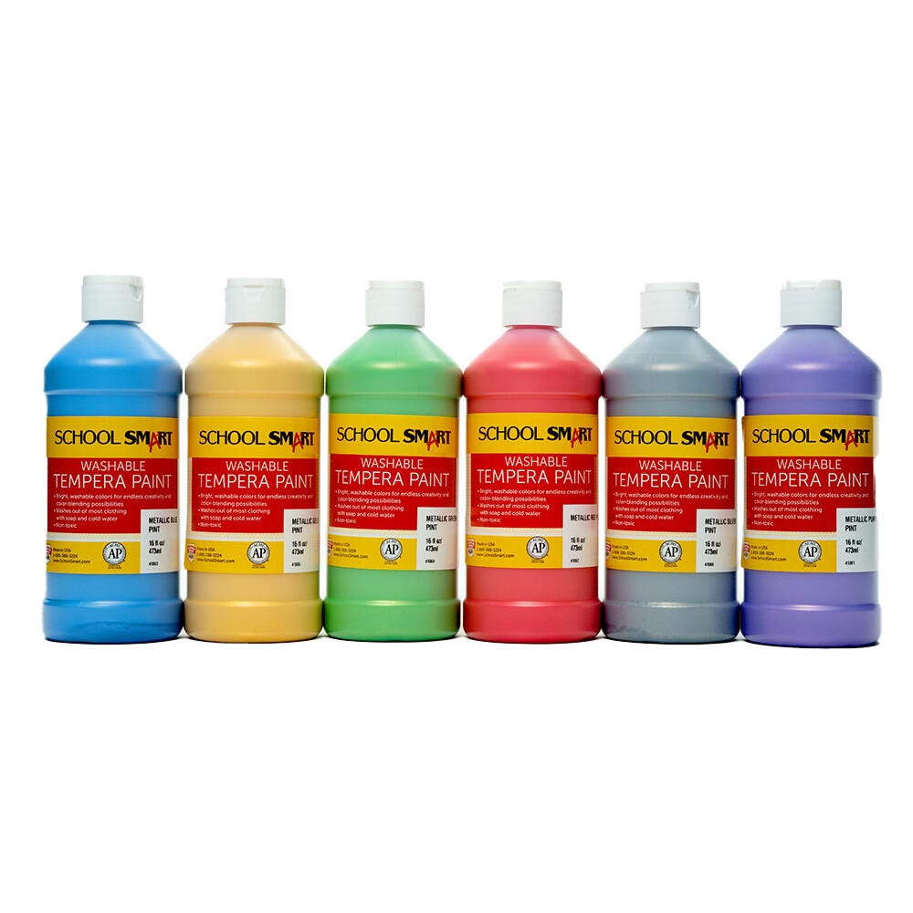 PAINT TEMPERA WASH SCHOOL SMART ASST METALLIC PINT SET OF 6