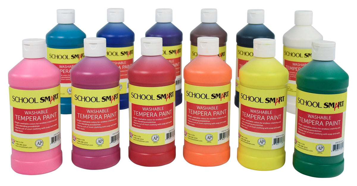 PAINT TEMPERA WASH SCHOOL SMART ASST COLORS PINT SET OF 12