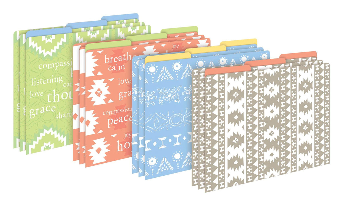 FILE FOLDERS LETTER THOUGHTFULNESS MULTI-DESIGN SET OF 12