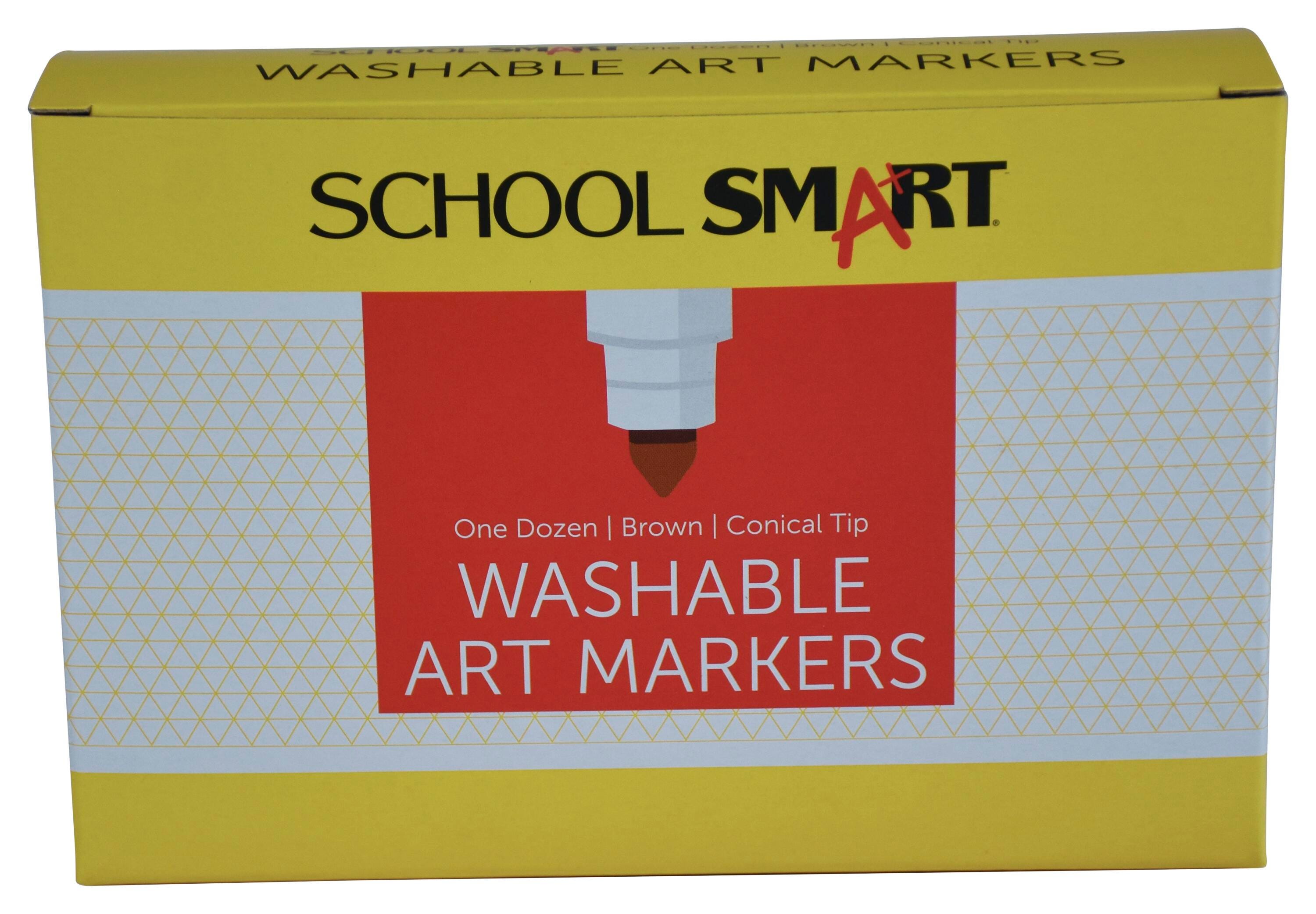 MARKERS WASH SCHOOL SMART CONICAL BROWN PACK OF 12