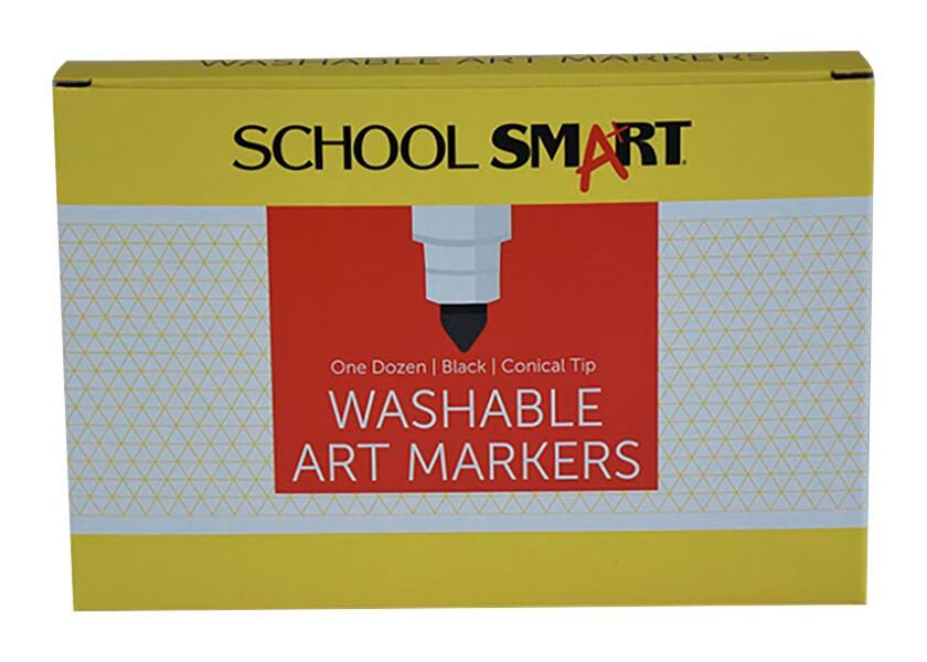MARKERS WASH SCHOOL SMART CONICAL BLACK PACK OF 12