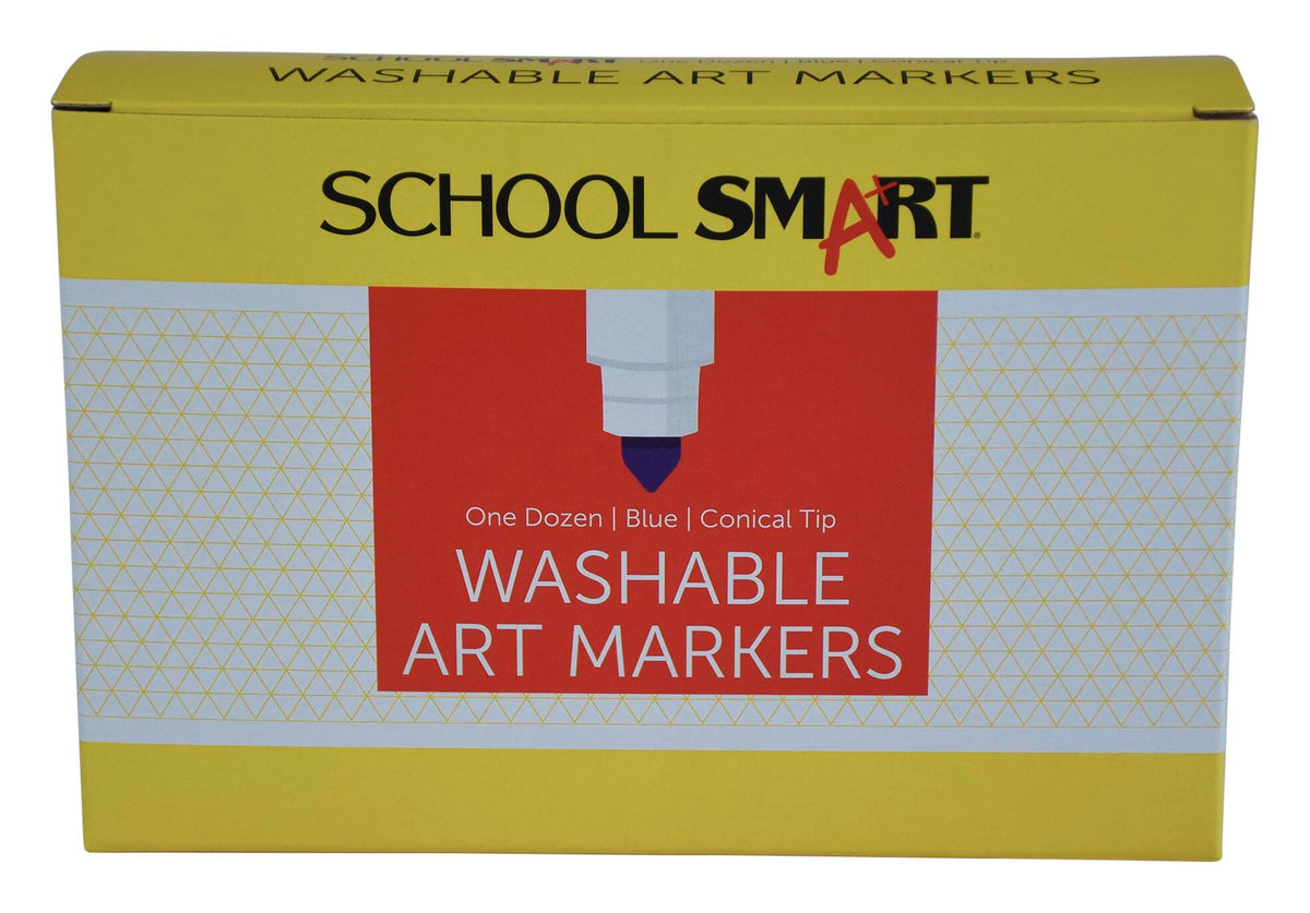 MARKERS WASH SCHOOL SMART CONICAL BLUE PACK OF 12