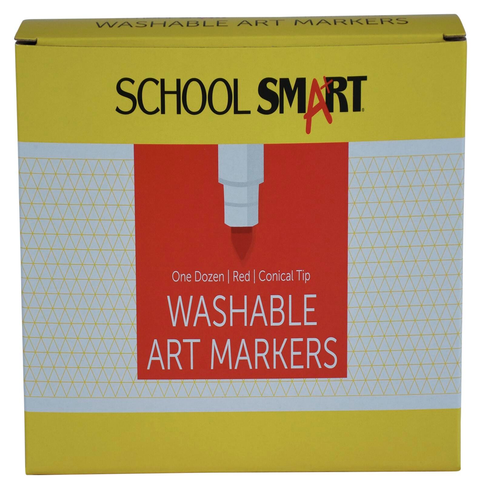 MARKERS WASH SCHOOL SMART CONICAL RED PACK OF 12