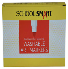 MARKERS WASH SCHOOL SMART CONICAL RED PACK OF 12