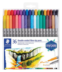 MARKERS STAEDTLER DBL ENDED FIBER TIP ASST COLORS SET OF 36