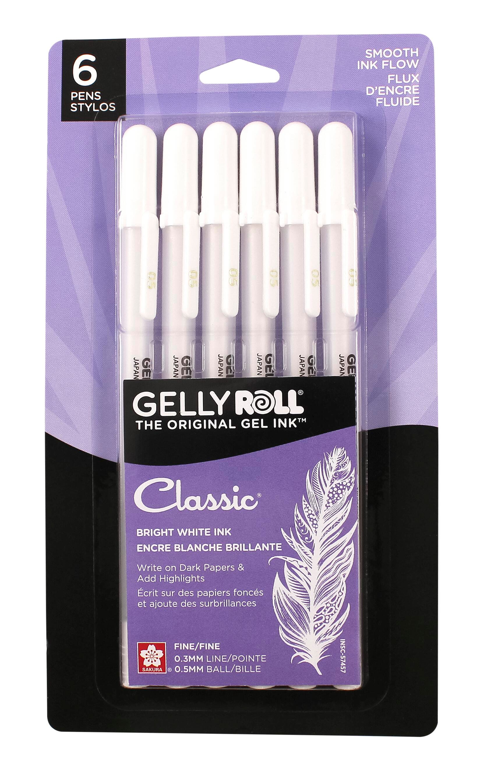 PEN GELLY ROLL CLASSIC 0.5MM BALL 0.3MM LINE WHITE PACK OF 6