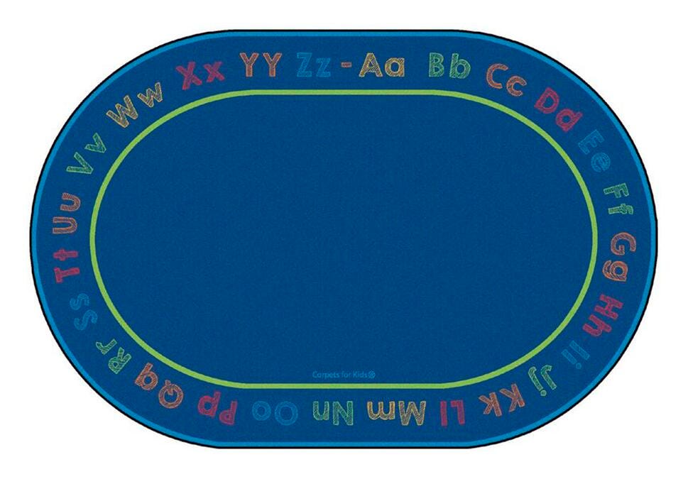 CARPETS FOR KIDS - PREMIUM CHALK AND PLAY LITERACY - 6 FT 9 IN X 9 FT 5 IN OVAL