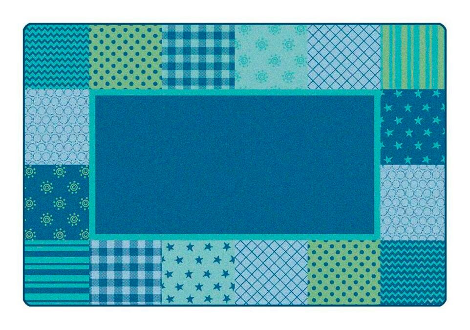 CARPETS FOR KIDS - KIDSOFT PATTERN BLOCKS - 4 FT X 6 FT RECTANGLE - BLUE