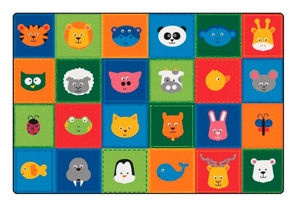 CARPETS FOR KIDS - KIDSOFT ANIMAL PATCHWORK - 4 FT X 6 FT RECTANGLE - PRIMARY