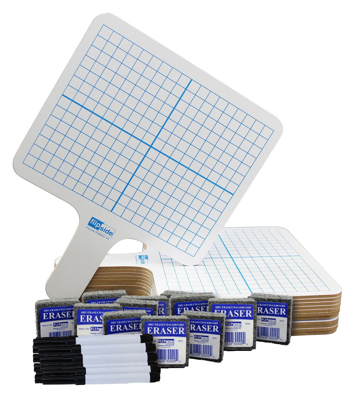 DRY ERASE CLASS PACK WITH TWO SIDED GRAPH/PLAIN ANSWER PADDLE SET OF 36