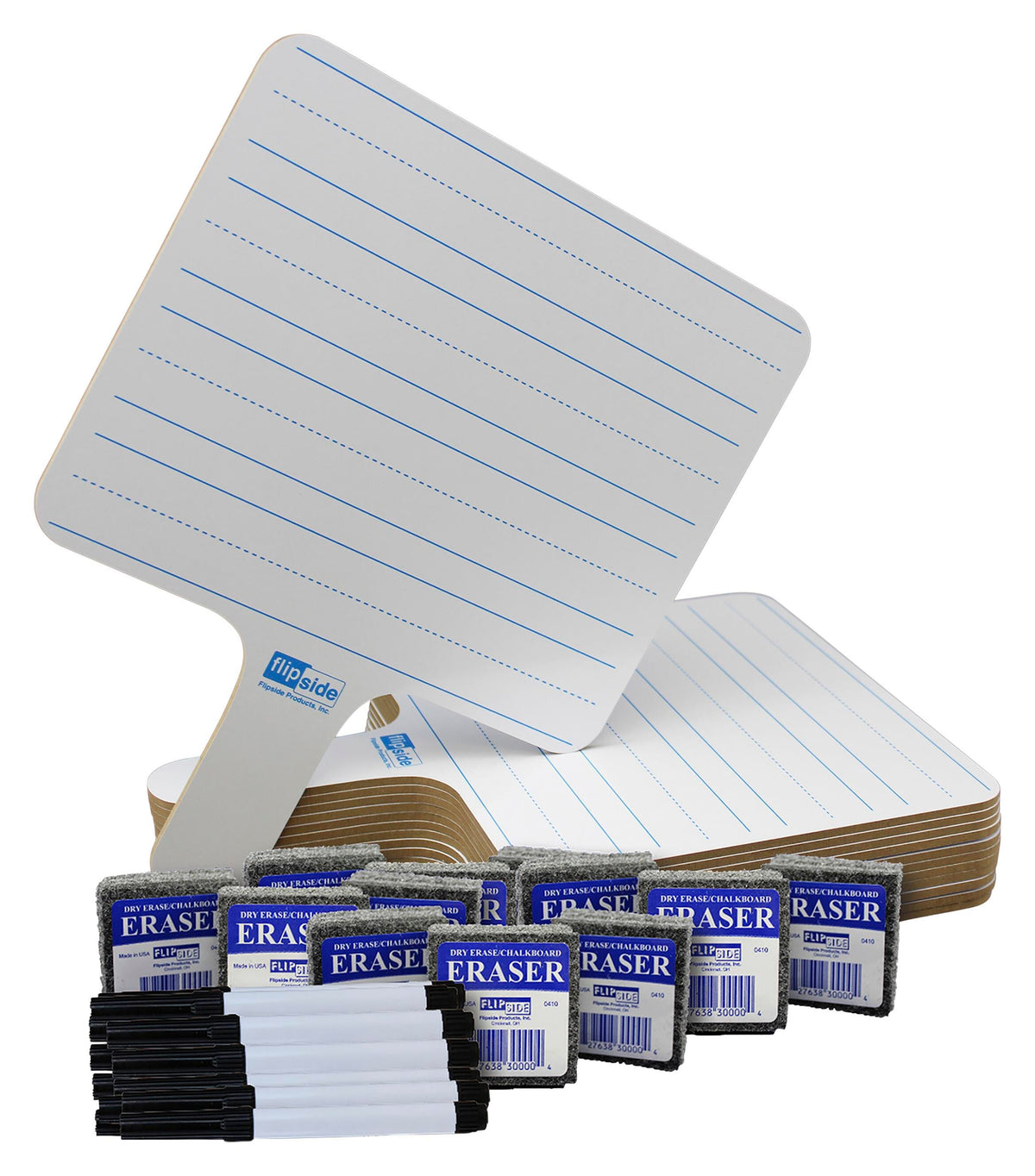 DRY ERASE CLASS PACK WITH TWO SIDED RULED/PLAIN ANSWER PADDLE SET OF 36