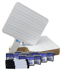 DRY ERASE CLASS PACK WITH TWO SIDED RULED/PLAIN ANSWER PADDLE SET OF 36