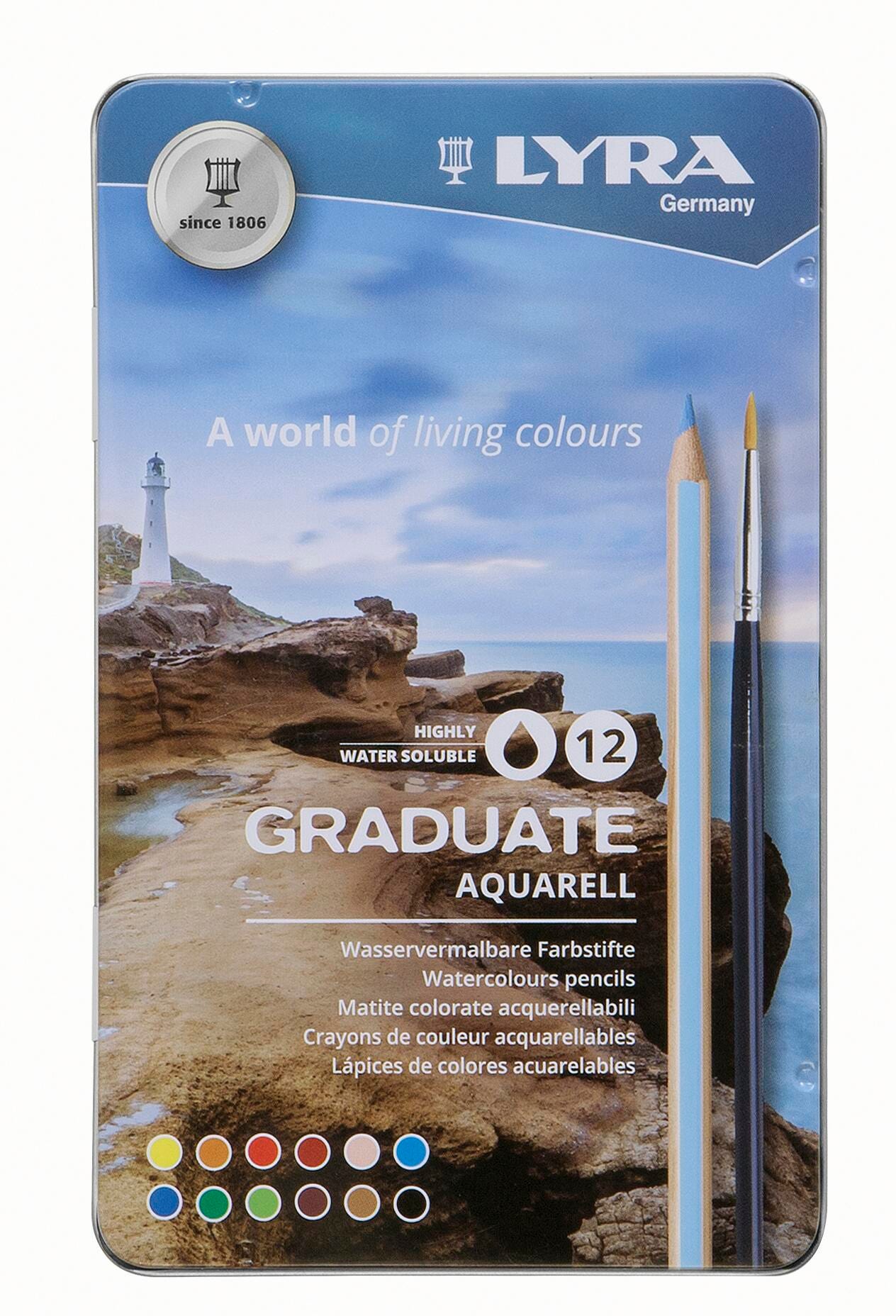 PENCILS WTR CLR LYRA GRADUATE AQUARELL ASST COLORS SET OF 12
