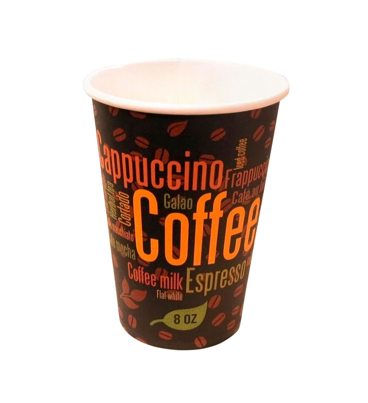 CUPS - PAPER HOT CUPS COFFEE DESIGN 8 OZ PACKED 20/50S