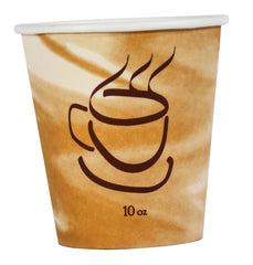 CUPS - PAPER HOT CUPS COFFEE DESIGN SQUAT 10 OZ PACKED 20/50S