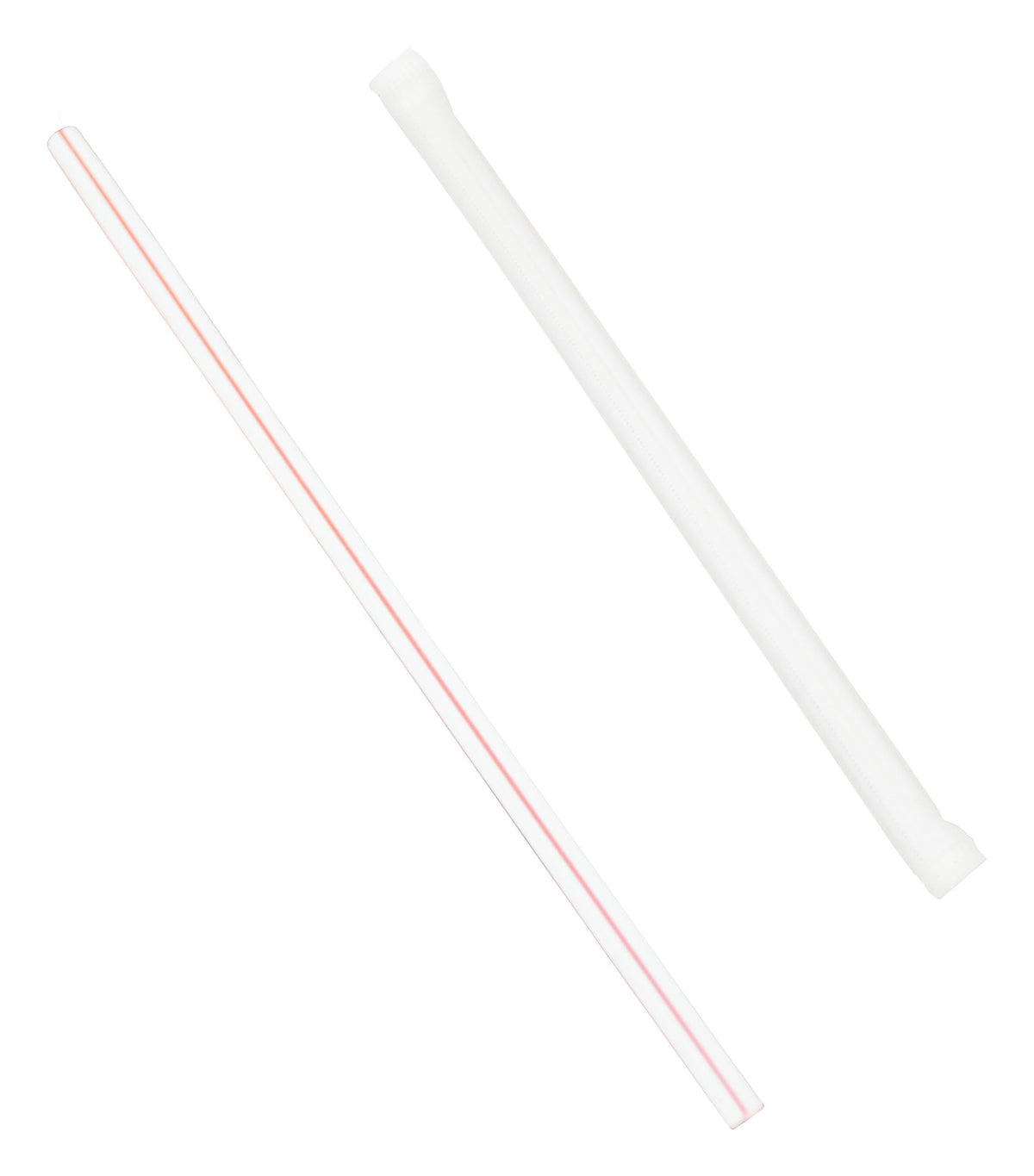 STRAWS - WHITE W/RED LINE INDIVIDUALLY PAPER WRAPPED - PACK OF 500