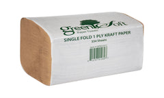 TOWELS - SINGLE FOLD 1 PLY BROWN 334 SHEETS PER PACK/ CASE OF 12 PACKS