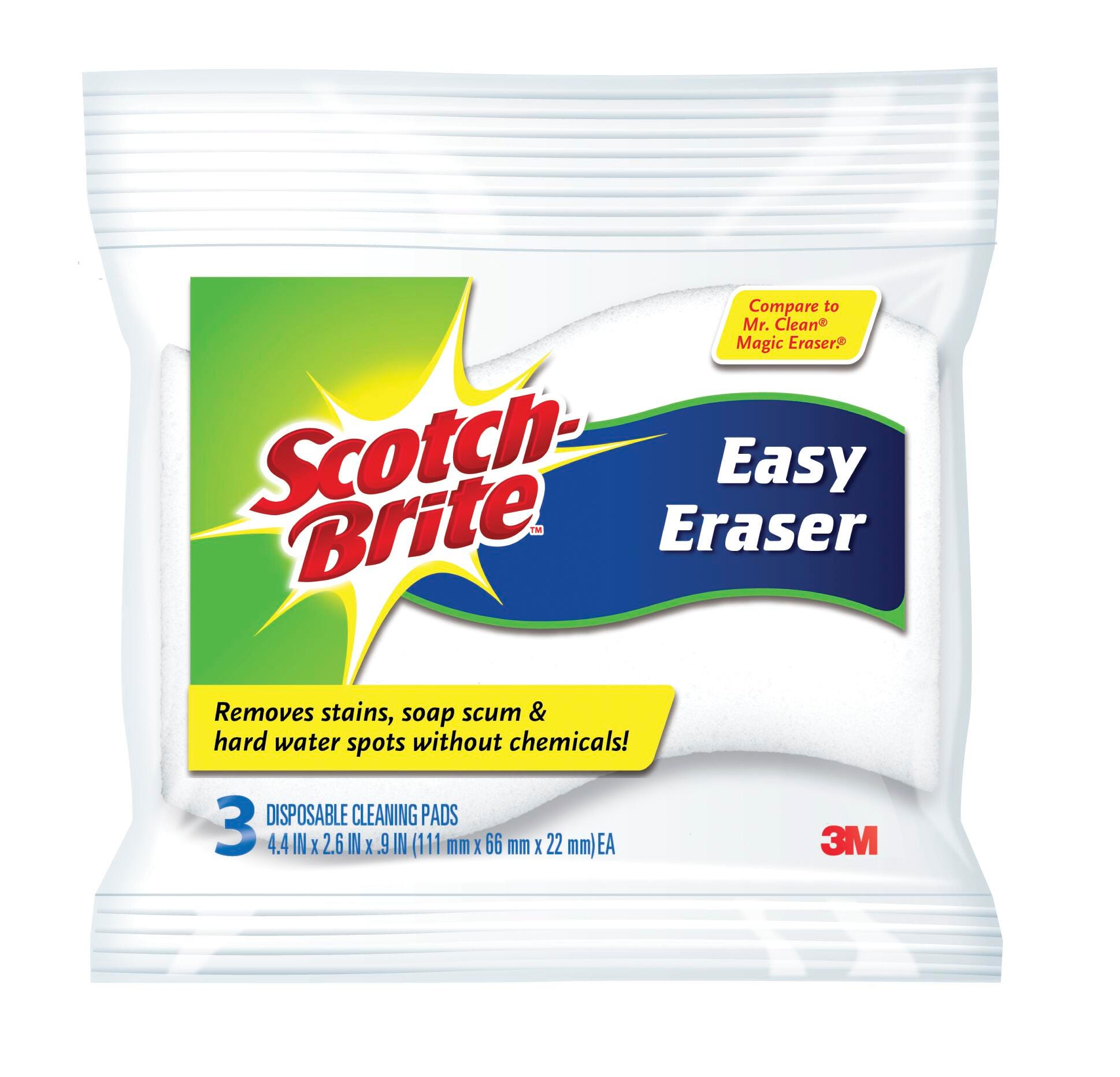 ERASING PAD - SCOTCH-BRITE EASY - 4.4 IN X 2.6 IN X 0.9 IN - PACK OF 24