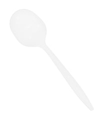 SPOONS - SOUP SPOON PP WHITE PLASTIC MEDIUM WEIGHT - CASE OF 1000