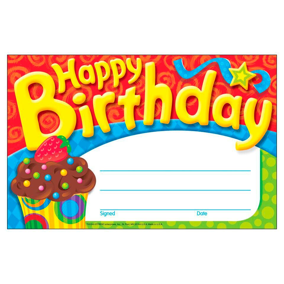 RECOGNITION AWARDS - BAKE SHOP HAPPY BIRTHDAY - PACK OF 30