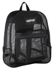 BACKPACK - DURABLE MESH MATERIAL WITH FRONT ZIPPER POCKET AND PADDED STRAPS - BLACK