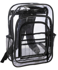 BACKPACK - JUMBO CLEAR PVC MULTI-COMPARTMENT - BLACK