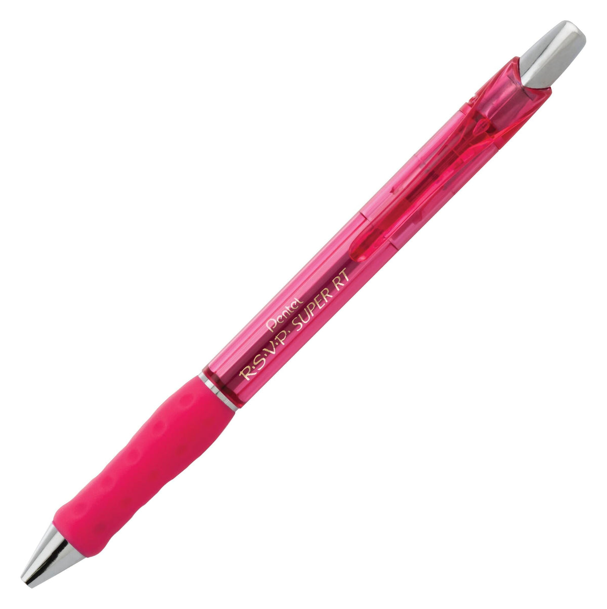 PEN BALLPOINT RSVP SUPER RT FINE 0.7MM PINK PACK OF 12