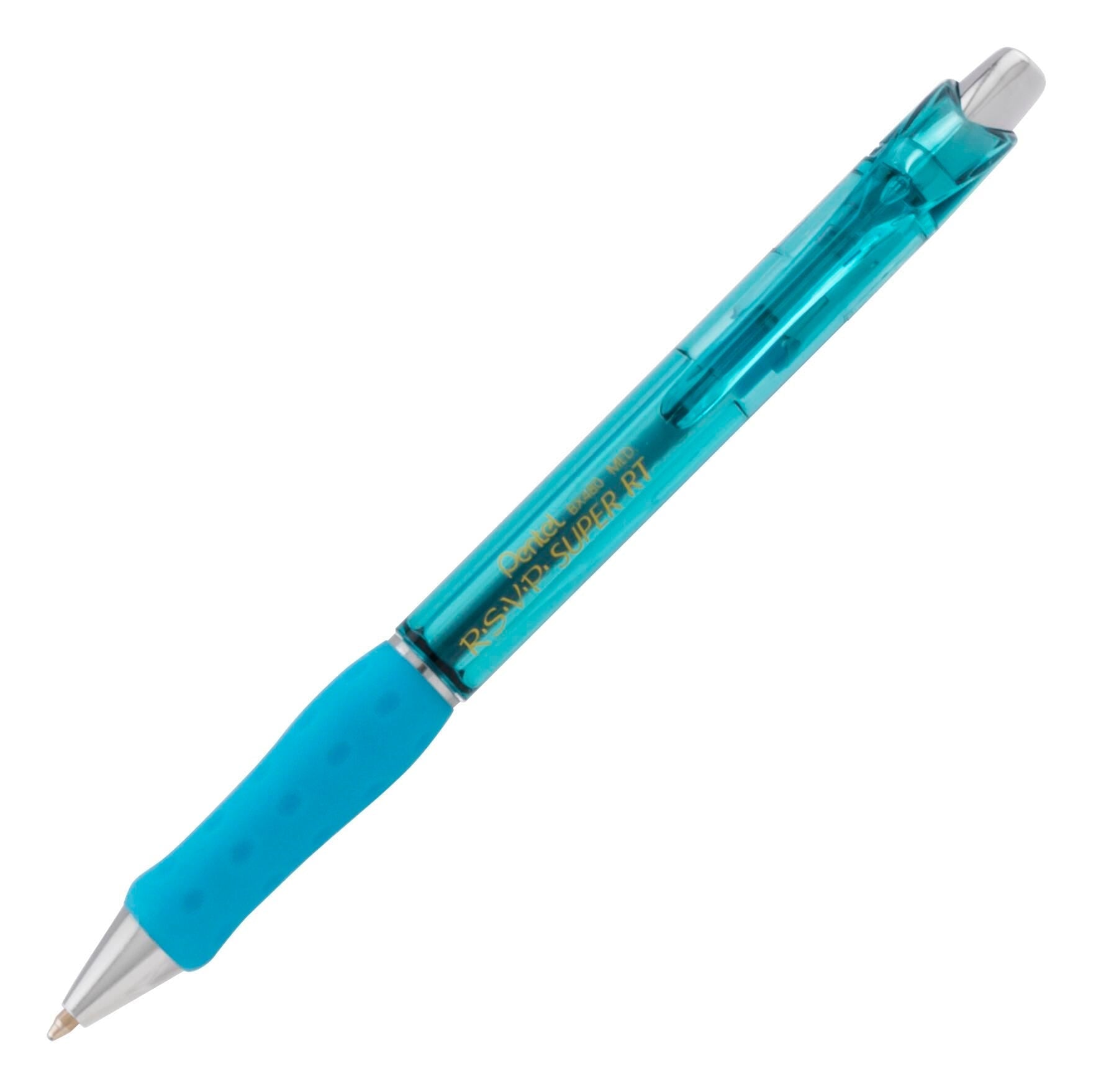 PEN BALLPOINT RSVP SUPER RT MEDIUM 1.0MM SKY BLUE PACK OF 12