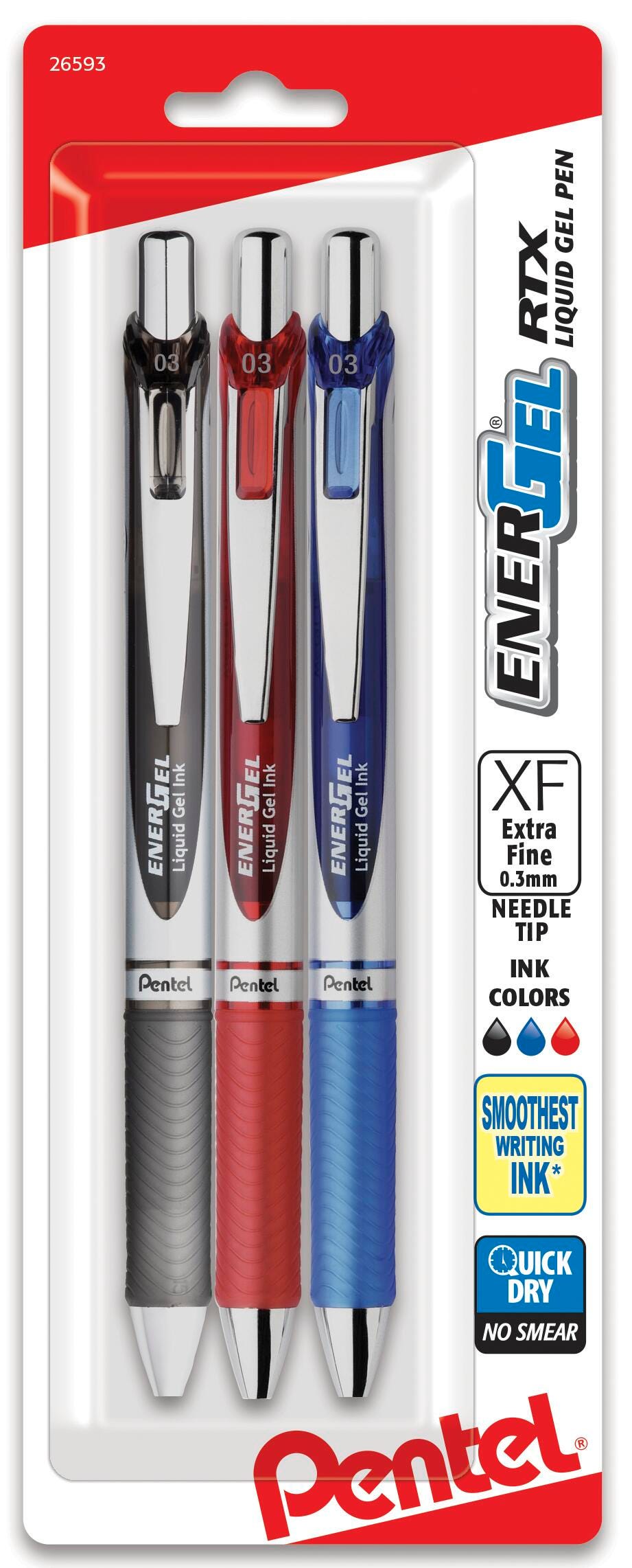 PEN ENERGEL RTX EXTRA FINE 0.3MM BLACK/RED/BLUE SET OF 3