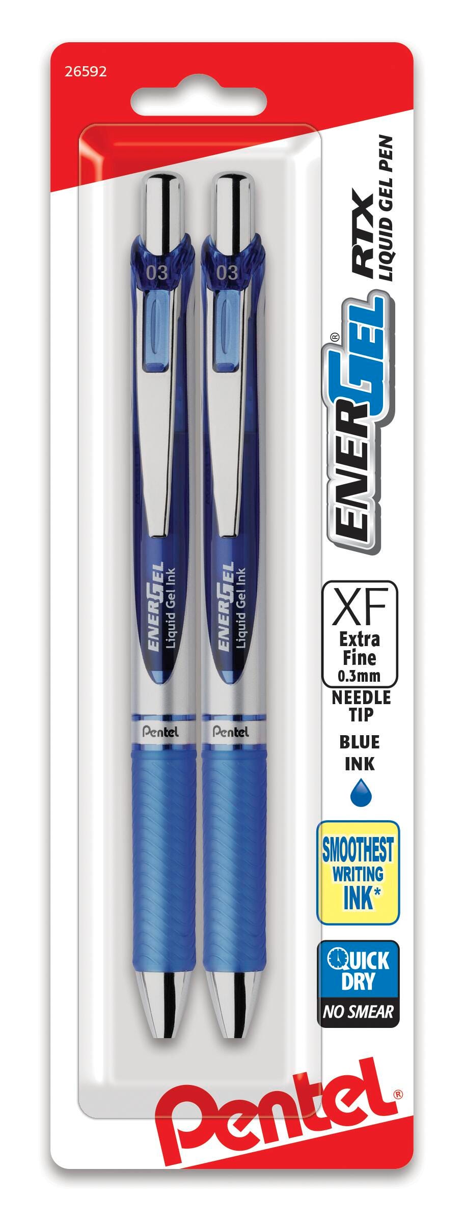 PEN ENERGEL RTX EXTRA FINE 0.3MM BLUE PACK OF 2