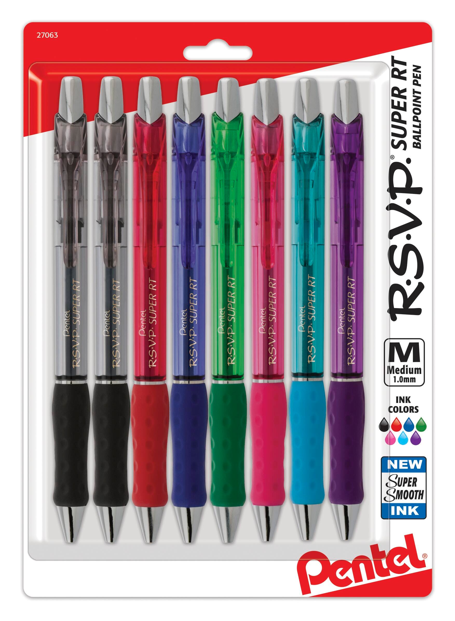 PEN BALLPOINT RSVP SUPER RT MEDIUM 1.0MM ASST SET OF 8