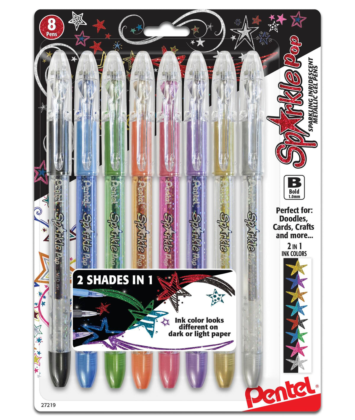 PEN GEL METALLIC SPARKLE POP 1.0MM ASST SET OF 8