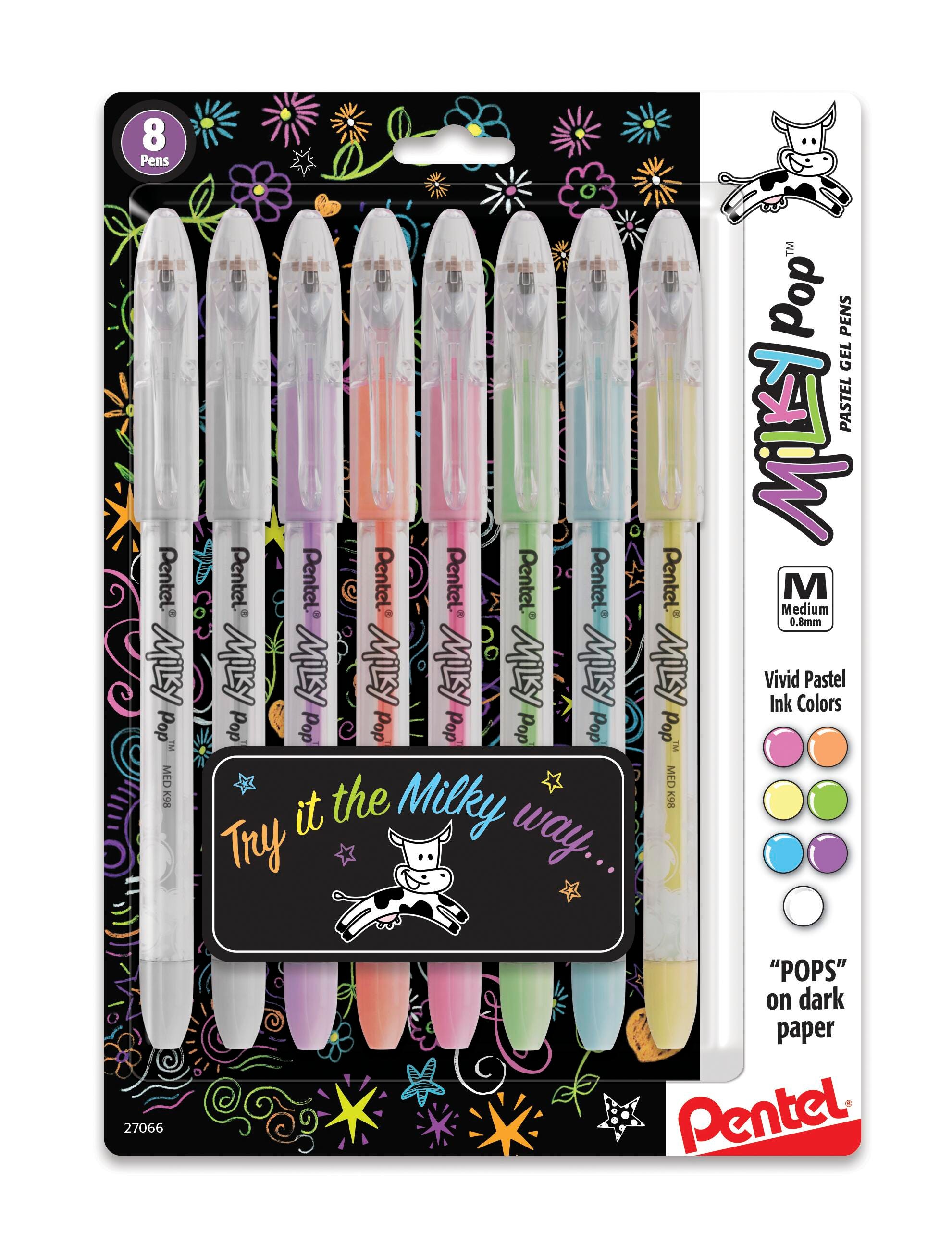 PEN GEL PASTEL MILKY POP 0.8MM ASST SET OF 8