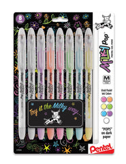 PEN GEL PASTEL MILKY POP 0.8MM ASST SET OF 8