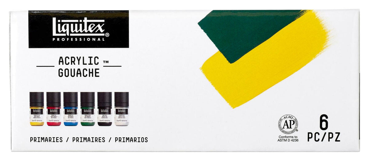 PAINT ACRYLIC GOUACHE LIQUITEX ASST PRIMARY COLORS 0.74 OZ SET OF 6