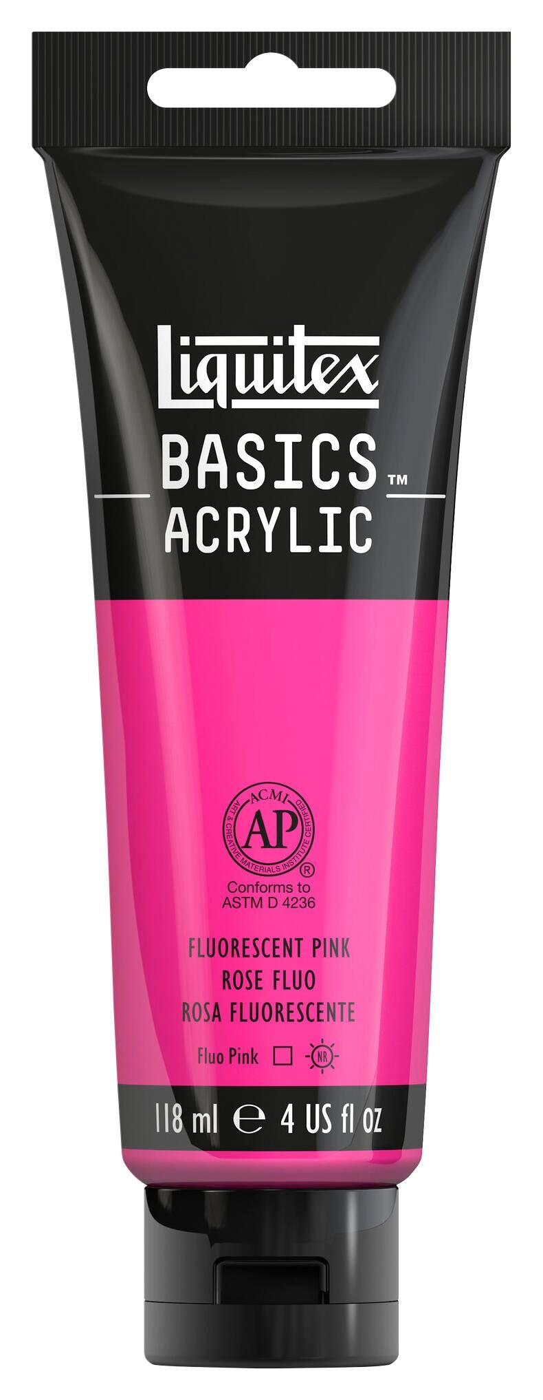 PAINT ACRYLIC LIQUITEX BASICS FLOURESCENT PINK 4 OZ