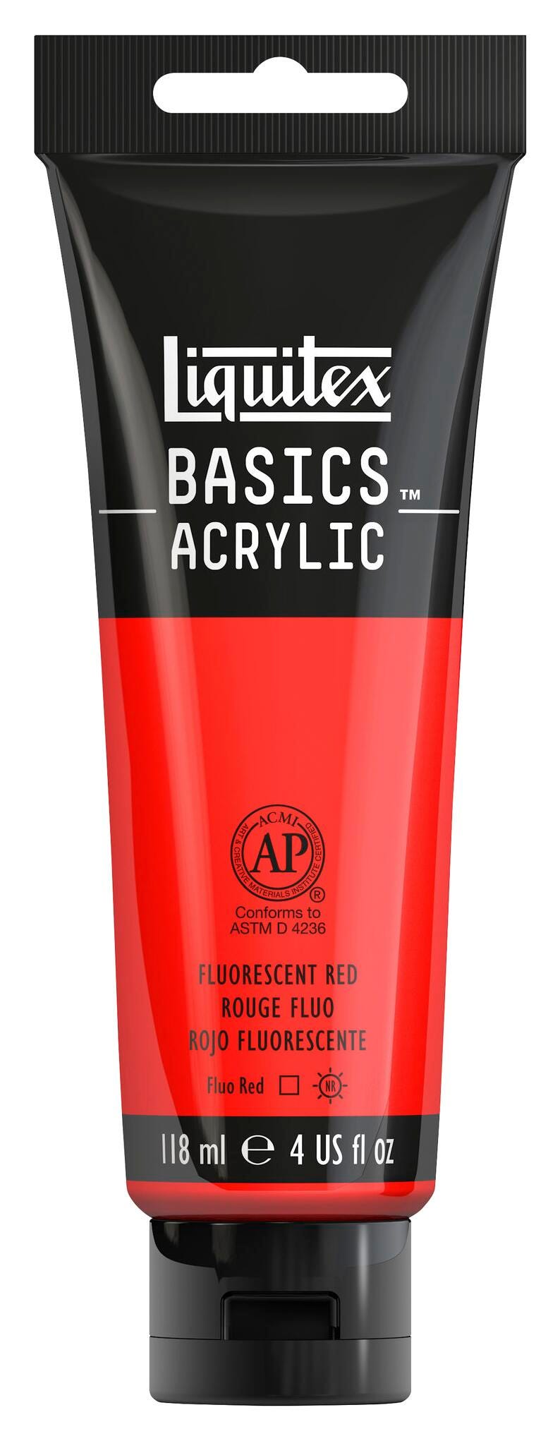 PAINT ACRYLIC LIQUITEX BASICS FLOURESCENT RED 4 OZ