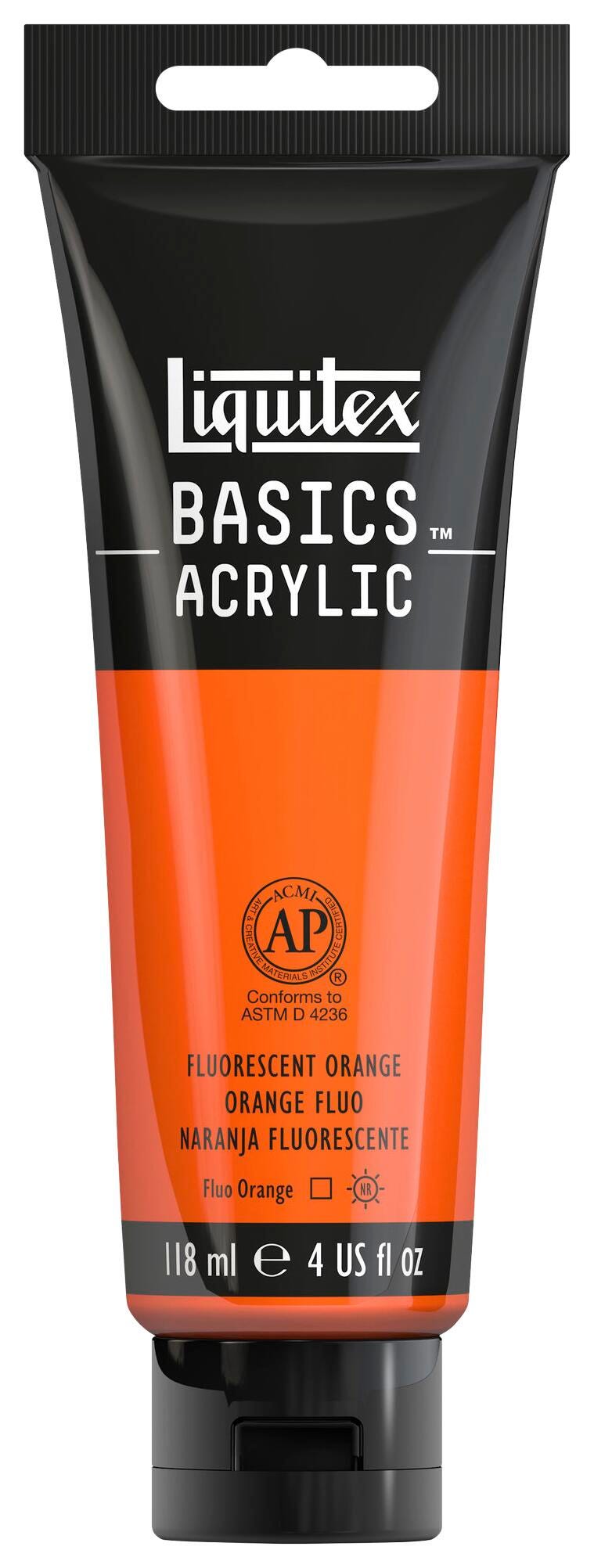 PAINT ACRYLIC LIQUITEX BASICS FLOURESCENT ORANGE 4 OZ