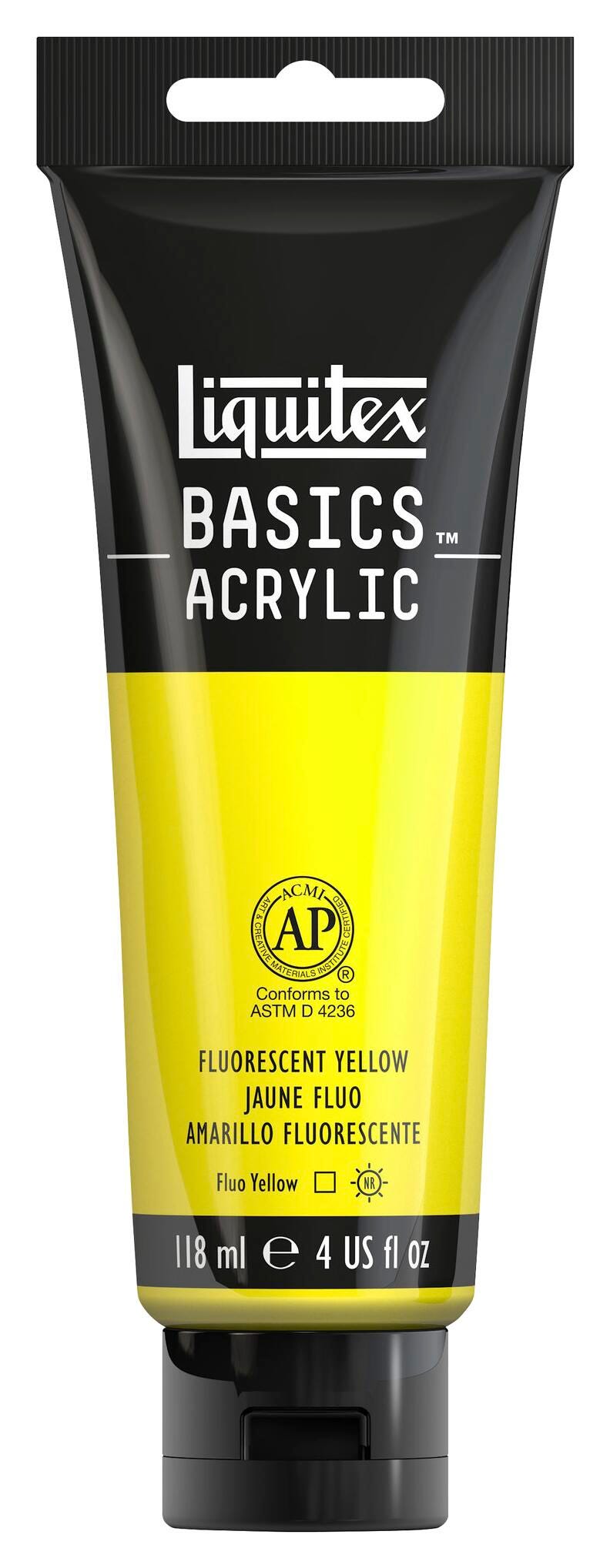 PAINT ACRYLIC LIQUITEX BASICS FLOURESCENT YELLOW 4 OZ