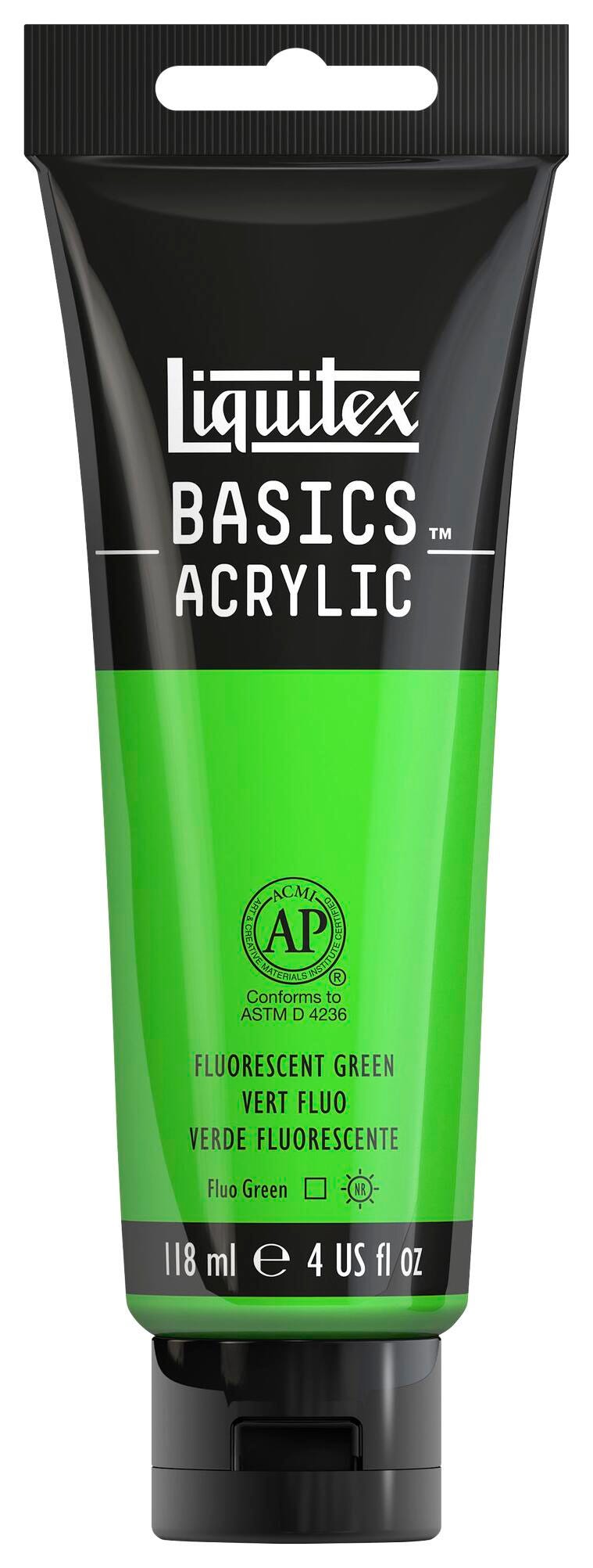 PAINT ACRYLIC LIQUITEX BASICS FLOURESCENT GREEN 4 OZ