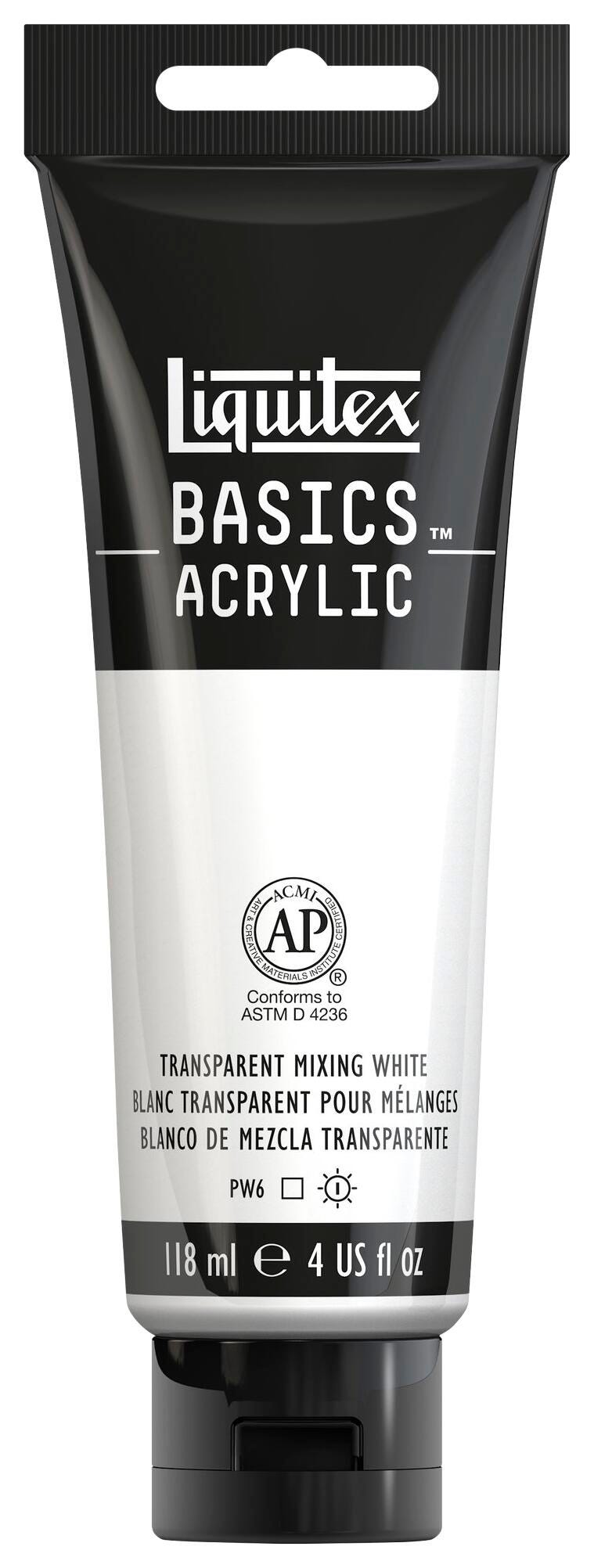 PAINT ACRYLIC LIQUITEX BASICS TRANSPARENT MIXING WHITE 4 OZ