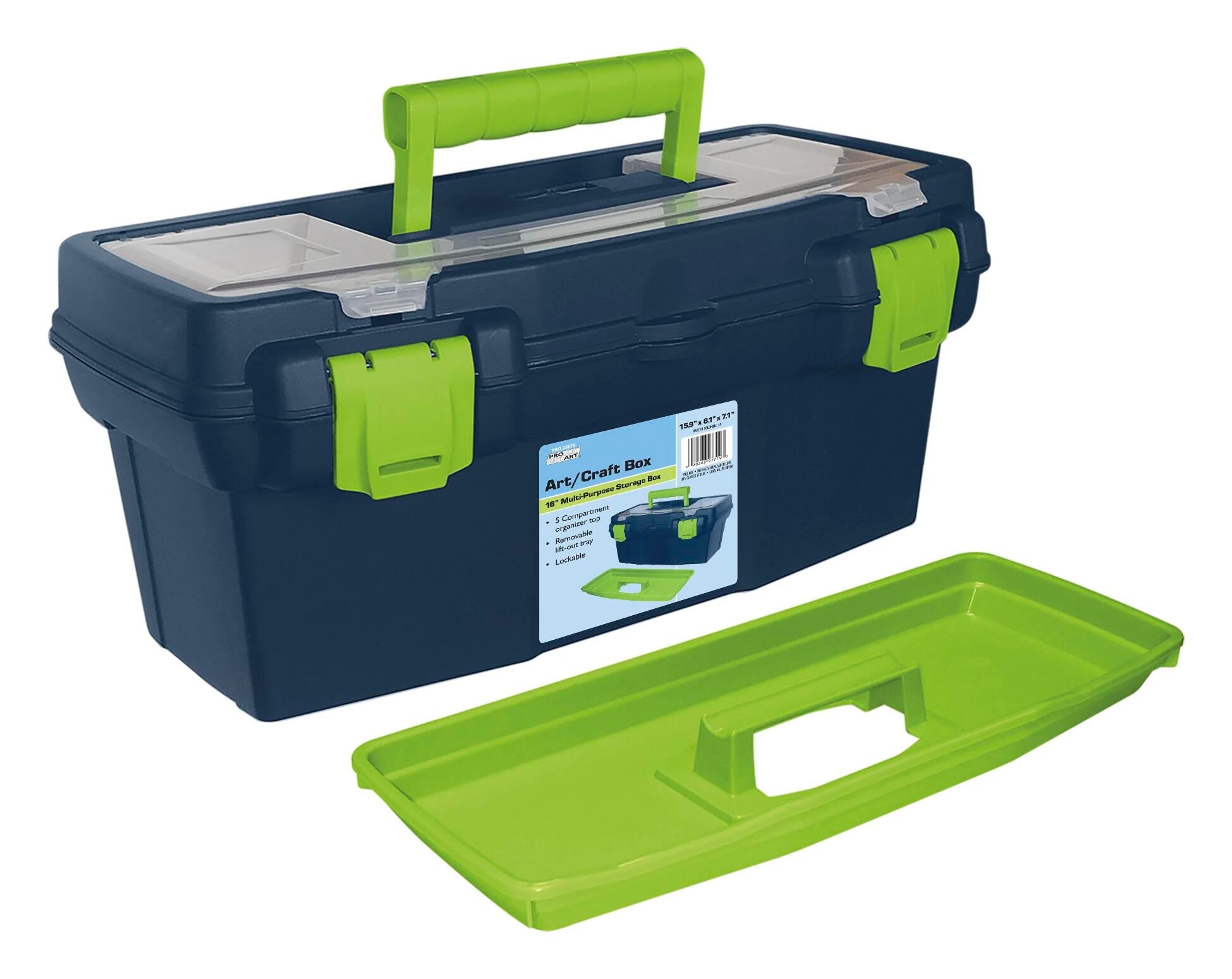 STORAGE CASE 16 IN WITH ORGANIZER TOP AND TRAY BLUE/GREEN