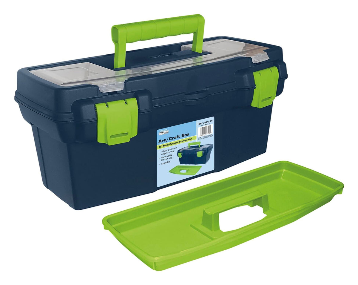 STORAGE CASE 16 IN WITH ORGANIZER TOP AND TRAY BLUE/GREEN