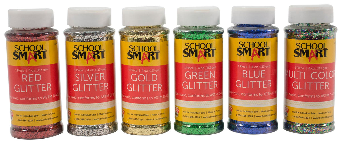 GLITTER 4 OZ ASST COLORS SCHOOL SMART SET OF 6