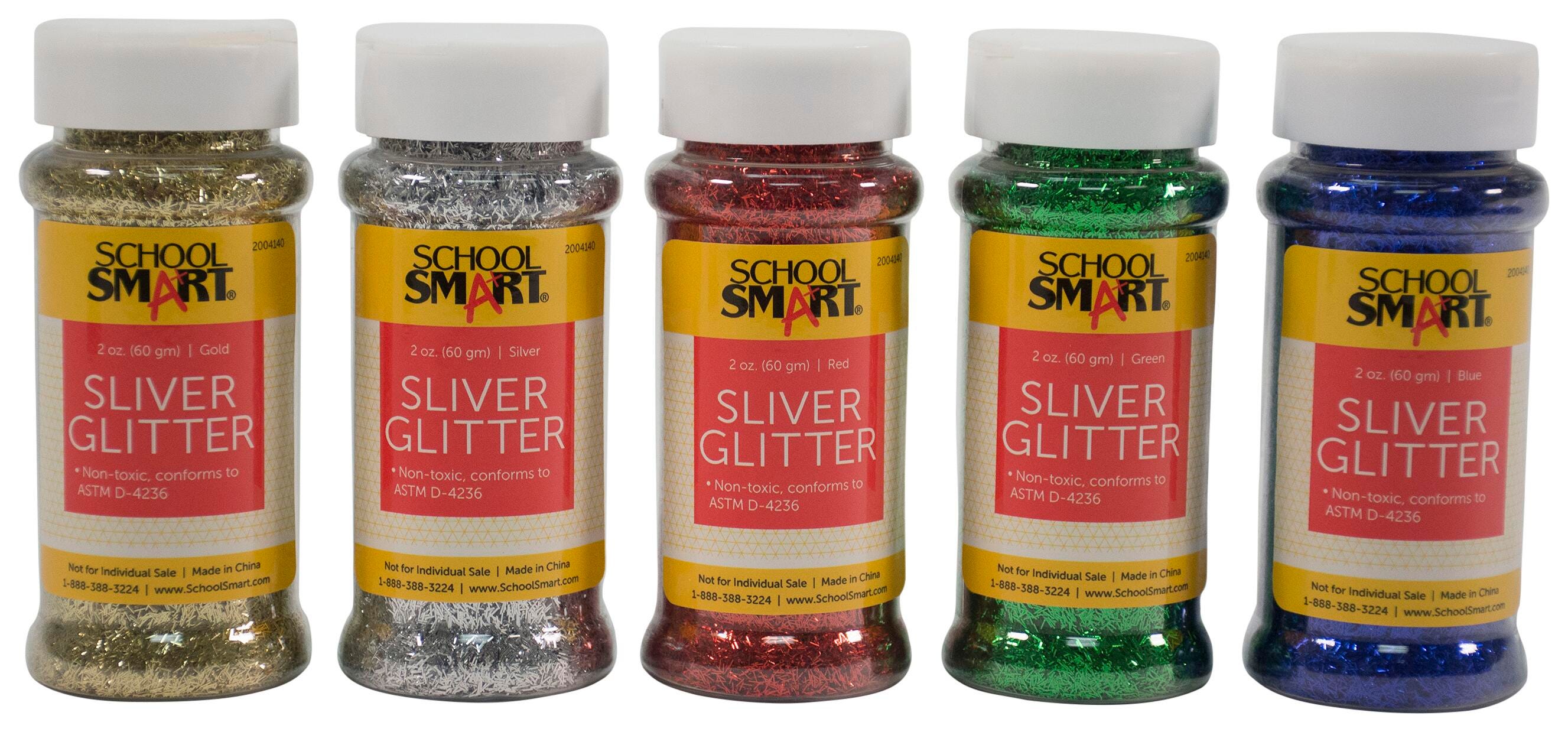 GLITTER 2 OZ SLIVER ASST COLORS SET OF 5