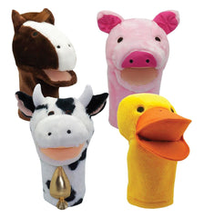 MOVEABLE MOUTH FARM ANIMAL PUPPETS - SET OF 4