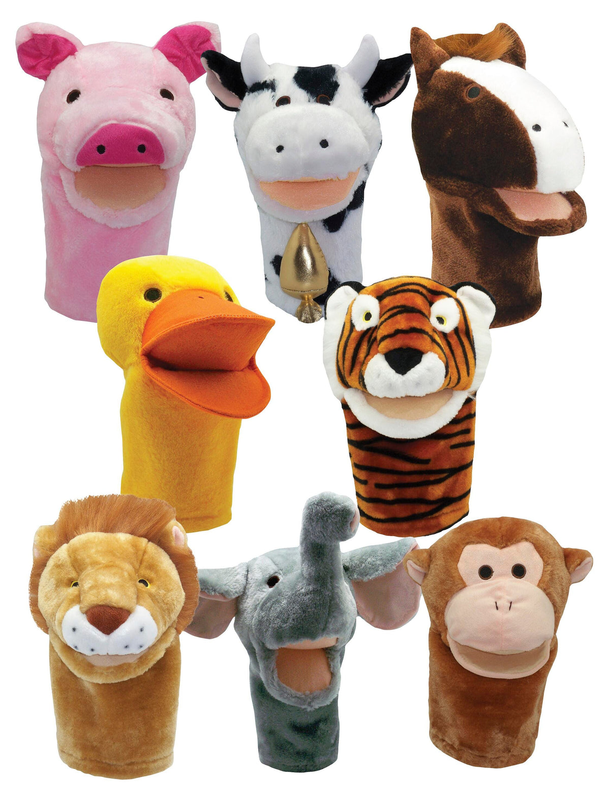 MOVEABLE MOUTH ANIMAL PUPPETS - SET OF 8